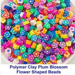 Polymer Clay Plum Blossom Flower Shaped Beads  50pcs/lot 10mm